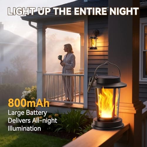 TuyLuxe Solar Lanterns Outdoor Waterproof, Upgraded Flickering Flame Solar Lights Outdoor, Solar Powered Lanterns Decorative, Hanging Solar Lantern for Garden Yard Patio Path Porch Tree Decor 2 Pack - Thumbnail 3