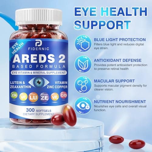 AREDS 2 Eye Vitamin & Mineral Supplement — Lutein and Zeaxanthin Supplement, Vitamin C & E, Zinc & Copper for Blue Light Protection, Eye Health Support, Eyebright , Eye Doctor Trusted — 300 Softgels - Thumbnail 3