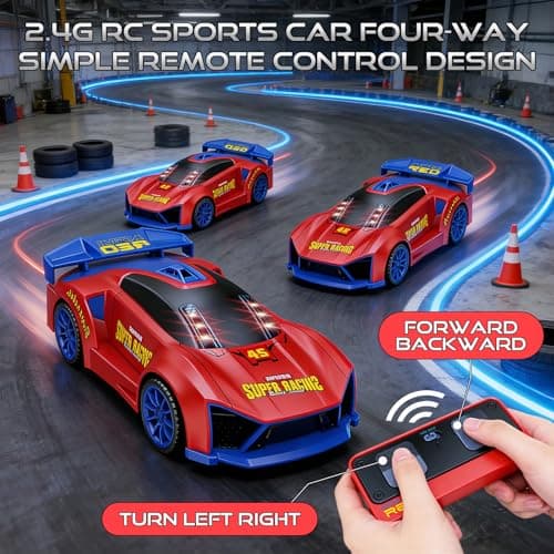 3 IN 1 Remote Control Car with Infrared Gun, 1: 24 Parent-Child Drift RC Car 2.4GHz Stunt Toys with Shooting Game, 2 Rechargeable Charge Battery, Birthday Gifts for Kids Boys Girls Age 6-12 (Red) - Thumbnail 3