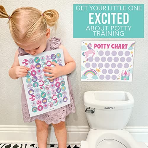 Hadley Designs Potty Training Chart for Toddlers Girls -10 Sticker Potty Chart for Toddlers Girls, 8.5x11" Potty Training Sticker Charts for Toilet Success, Unicorn Toddler Reward Chart for Kids - Thumbnail 5