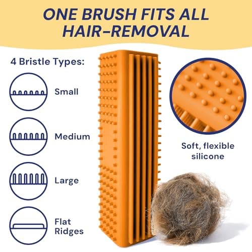 Groom Genie Magic Pet Hair Block Brush (Canyon Orange) | Ultimate Dog & Cat Hair Remover for Sofa, Furniture, Carpet, Bedding, and Clothing | Reusable, Durable, and Easy to Use - Thumbnail 2