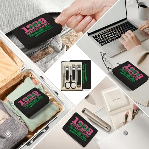 TTJHGYQO Nail Clippers and Beauty Tool Portable Set Nail Clipper Set Manicure Set 6 in 1 AKA Sorority Gifts Suitable for for Women Home, Workplace, Outdoor Travel,Etc. (AKA Black) - Thumbnail 6