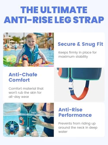 Gogokids Toddler Swim Vest Pool Floaties for Kids 1-2-3-5-7-9 Yrs, Neoprene Kids Swimming Jacket w/Adjustable Safety Strap & Zip, Toddler Float Jacket 33-66lbs for Beach Puddle Pool Boys Girls Niños - Thumbnail 3