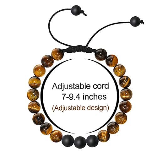 M MOOHAM Birthday Gifts for Men Bracelets - Beaded Tiger Eye Natural Black Lava Rock Stone Bracelets Unique Gifts for Men Who Want Nothing - Thumbnail 2