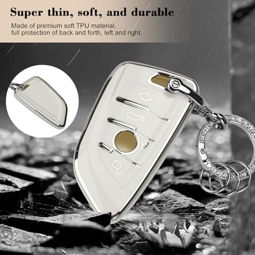 YUBOWEL for BMW Key Fob Cover,fit for BMW 2 5 6 7 Series X1 X2 X3 X5 X6 X7 series | Premium Soft TPU Key Fob Holder - Thumbnail 3