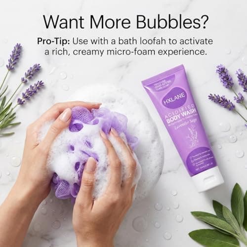 HXLANE Acidified Body Wash， 24H Body Odor Control Better than Soap， pH Balanced Gentle Creamy Formula，Moisturizing Lavender Sage Body Wash Gel，Travel Size - Thumbnail 5