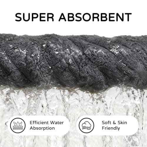 ZatreckI Extra Large Bath Towels (60"x30"),Oversized Bath Towels for Adults Luxury Bath Towels Super Soft Highly Absorbent Microfibers Quick Dry Bath Sheets Large for Bathroom (Charcoal Gray, 2Piece) - Thumbnail 6