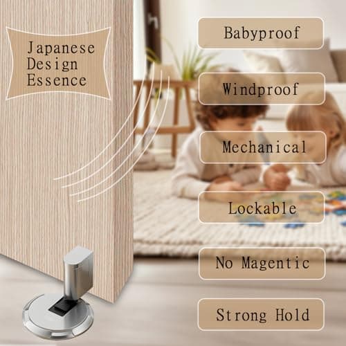 UBVIF No Magnetic Door Stopper, Adjustable, Mechanical Doorstop, Windproof Door Stop for Indoor, No Nails/Screws Needed,Heavy Duty Door Holder,Keep Door Open (1, Matte Brushed Nickel) - Thumbnail 3