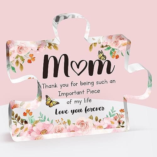Mothers Day Gifts for Mom - Meaningful Acrylic Puzzle Piece Decor - Heartwarming Mom Birthday Gifts from Daughter Son, Mothers Day Gifts, Thoughtful Keepsake Plaque for Home Office Desk, 3.9 x 3.3 Inch - Image 1