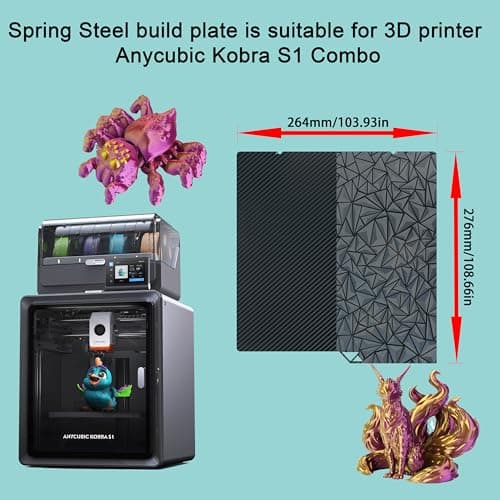 Tinytrees PEO PET Build Plate for Kobra S1 Combo 3D Printer: Double Sided Smooth PEO + PET Carbon Fiber Build Plate Bed Spring Steel Flexible Platform 264x276mm Compatible with Anycubic Kobra S1 Combo - Thumbnail 4