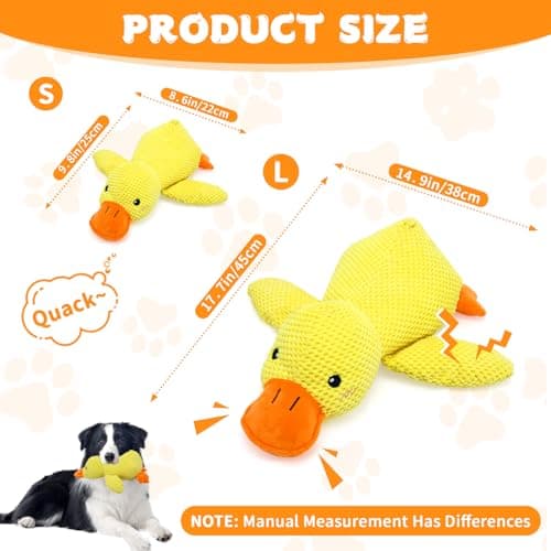VOXGET Dog Calming Duck Toy, 2026 New Interactive Plush Duck Toy with Quack Sound and Crazy Crinkle for Dogs Keep Busy, Soft Stuffed Calming Pillow for Puppy Reduce Boredom -Yellow, 17.7"x14.9"(L) - Thumbnail 5