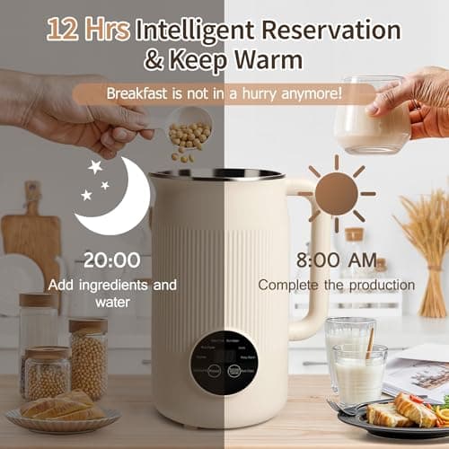 Dandoulai 8 in 1 Nut Milk Maker Machine, 40oz Homemade Almond, Soy, Oat, Coconut, Yogurt and Non Dairy Beverages, Automatic Soybean Blender Machine with Delay Setting, Keep Warm, Self-Cleaning - Thumbnail 4