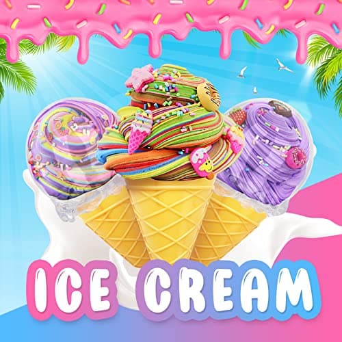 Elover Ice Cream Slime Kit for Girls and Boys Fluffy DIY Slime Toys Gifts Make Ice Cream Slimes for 6-12 Years Old Kids Girl Toys 8-10 Years Old - Thumbnail 2