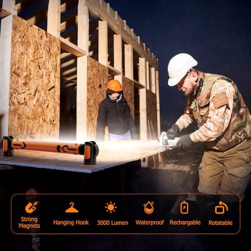 Mechanic Work Light, wokelux 3000LM LED Work Light, 5200mAh Rechargeable Magnetic Work Light, Underhood Cordless Work Lights with Hooks for Mechanics Inspection Workshop Emergency - Thumbnail 2