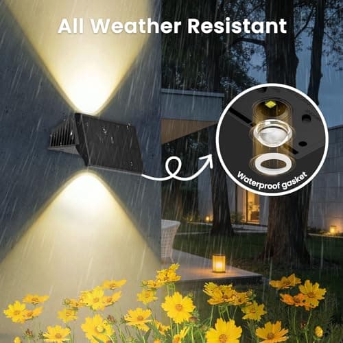 Solar Fence Lights Outdoor, 10 Pack Warm White Up and Down Solar Wall Lights, IP67 Waterproof LED Dusk to Dawn Solar Powered Fence Lights for Patio, Backyard, Deck, Garden, Yard, Outdoor Wall Decor - Thumbnail 4