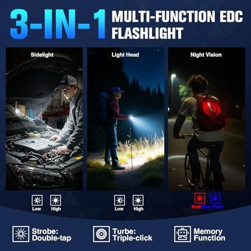 RECHOO Rechargeable Flashlights High Lumens 4Pack, Magnetic EDC Flashlight with Clip, 8 Modes Powerful Pocket LED Flashlight, Waterproof Portable Flat Flashlights for Home Camping Emergency - Thumbnail 3
