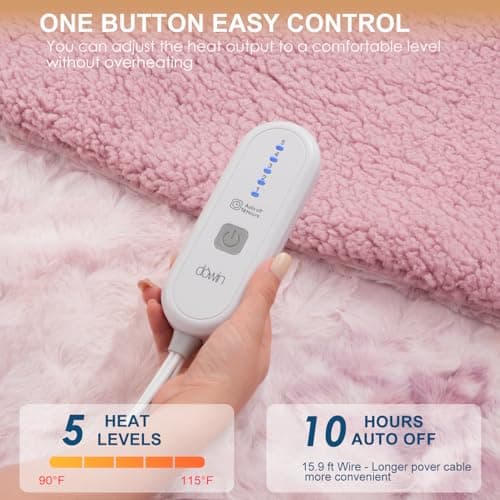 Heated Blanket Full Size,Pink Electric Blanket 72"x 84",Soft Faux Fur Tie-Dye Heating Blanket,5 Heating Levels & 10 Hrs Auto Off,Over-Heat Protection, ETL Certification - Thumbnail 3