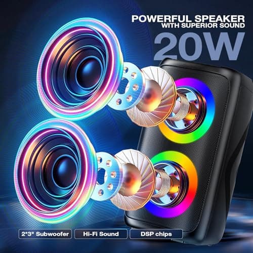 Karaoke Machine for Adults: Portable Bluetooth Speaker with 2 Wireless Karaoke Microphones with LED Lights Birthday Gifts for Party Family Home System Packages Support TWS/TF/USB/AUX - Thumbnail 3