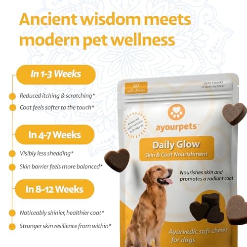 Ayourpets Dog Allergy Chews for Itchy Skin, Hot Spots, Paw Licking & Itchy Ears – Ayurvedic Herbal Omega-3 Anti Itch Support with Turmeric & Shatavari – Fish Flavor – 90 Count - Thumbnail 3