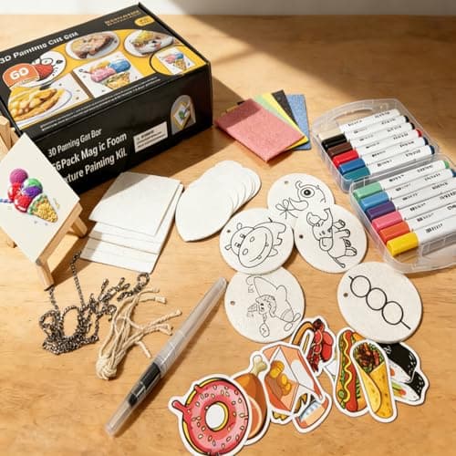 ZadaBelly 56 Pcs Magic Foam Texture Painting Kit，Puffy Magic Paint Set with 21Pcs Foam Texture Paper, 12 Colorful Brush, 2 Water Brushes，3D Effect Art Craft Set Great Gifts for Birthday - Thumbnail 4