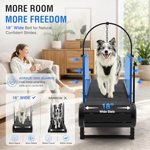 Dog Treadmill for Large/Medium Dogs, Adjustable Ramp Canine Running Slatmill Machine with Pedometer for Exercise & Healthy & Fit Pet Life, Used Indoor Home Up to 300LBS - Thumbnail 6