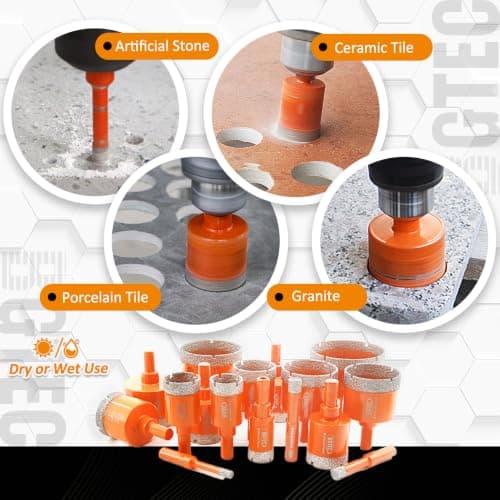 Dry Diamond Core Drill Bit, BGTEC 2Pcs 65mm 2-4/7" Vacuum Brazed Hole Saw with Triangle Shank for Porcelain Tile Ceramic Granite Marble Masonry - Thumbnail 3