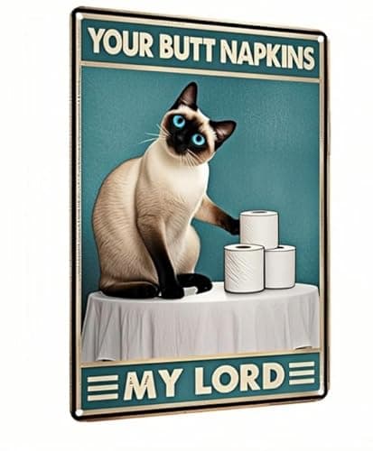 Carastora Vintage Funny Bathroom Sign – Humorous Metal Decor Plaque, Suitable for Cafes, Pet Lovers, Cats, Toilets, Bedrooms, Living Rooms, Kitchens, and Home Wall Decoration – 8x12 Inches - Image 1