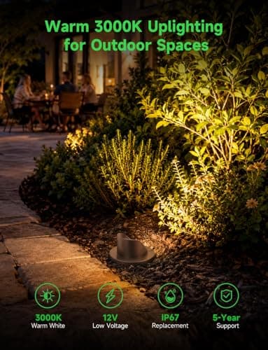 Varmtalys Low Voltage Landscape Well Lights Outdoor, LED In-Ground Lights Warm White 3000K, 12V IP67 Waterproof Aluminum ORB Single-Side Lighting for Trees & Fences, 6 Pack - Thumbnail 2