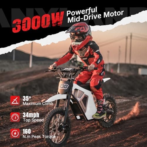 Anyland Rev 01 Electric Dirt Bike for Teens Adults, 3000W Electric Motorcycle with 48V/22.5AH Battery, 48 Mile Range, E Dirt Bike with Hydraulic Brakes, Mountain Off-Road Ebike - Thumbnail 2