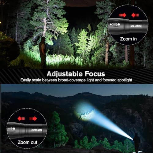 RECHOO 4Pack LED Flashlight, Bright Small Flashlights High Lumens with 3 Modes, Pocket Mini Flashlight Battery Powered, Flash Light Adjustable Focus, Waterproof Flashlights for Home Emergency Camping - Thumbnail 2