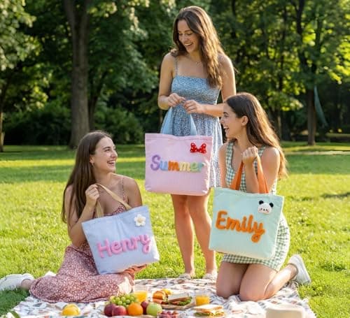 NYLGOXITK Personalized Striped Tote Bag - Custom Soft Shoulder Bag for Beach, Pool, Travel & Shopping - Gift for Her - Thumbnail 5