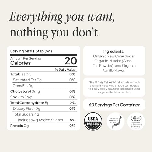 Morning Made Vanilla Flavored Ceremonial Grade Matcha Powder | 10.6oz (300g) Resealable Tin | 60 Servings Premium Japanese Green Tea | Sweetened with Organic Sugar | Rich in Antioxidants & Energy Boosting - Thumbnail 2