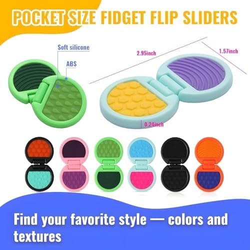 Fidget Toys Adults, Sensory Toys for Kids with Autism, Anxiety Relief Items for ADHD Stress Relief, Texture Worry Stone for Teens & Flip Slider - Treasure Box Toys for Classroom (3pcs) - Thumbnail 3
