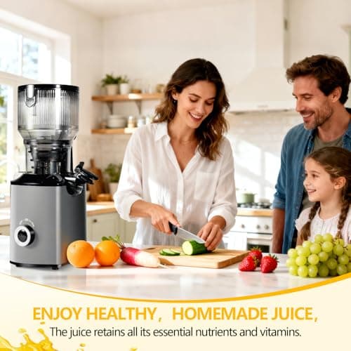 Cold Press Juicer with 5.8" Extra Wide Feed Chute - Slow Masticating Juicer Machine for Whole Fruits & Vegetables - High Juice Yield, Self Feeding, Easy to Clean & Assemble - Thumbnail 6
