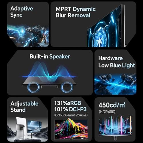 KTC 27 Inch 2K 200Hz Gaming Monitor, QHD 1440P White Monitor with Built-in Speakers, Up to 210Hz, Fast IPS, Adaptive Sync, HDR400, Height/Tilt/Swivel/Pivot Vertical Monitor, H27T6 - Thumbnail 3