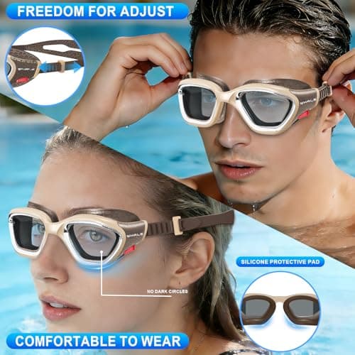Whale Swim Goggles, HD Anti-Fog Goggles, Unisex | 100% UV Protection | Anti-Fog Design (Coconut Shell Brown) - Thumbnail 5