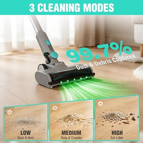 HAUSHOF Cordless Vacuum Cleaner with Auto Empty Station, 250W Motor, HEPA Filter, Anti-Tangle Brushroll, Stick Vacuum for Pet Hair, Hardwood Floors, Carpets - Thumbnail 3