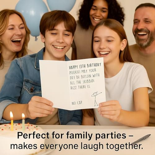 VDOR 13th Funny Birthday Card: Cute for Boys Girls Upcoming 13 Year Old – Speak Their Own Gen Z Language at Birthday Parties – Gift Ready With Red Envelope - Thumbnail 5