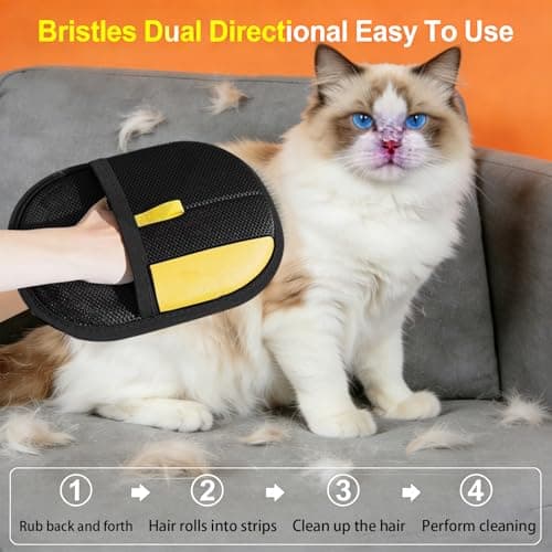 Pawsnheart Pet Hair Removal Glove for Cats & Dogs, Reusable Pet Glove for Dogs & Cats, Easy Hair Remover for Short and Long Fur, Pet Shedding Glove for Home Furniture Cleaning (2 Pcs) - Thumbnail 2