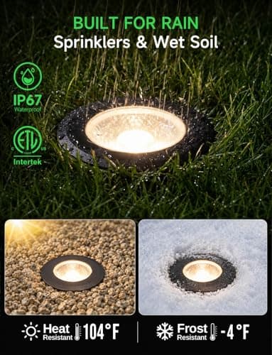 Varmtalys Low Voltage Well Lights for Landscaping - Outdoor IP67 12V LED Ground Light, 5 Color Temperature Selectable In-Ground Light, ORB Aluminum for Path House Backyard 9W 700LM 8 Pack - Thumbnail 5