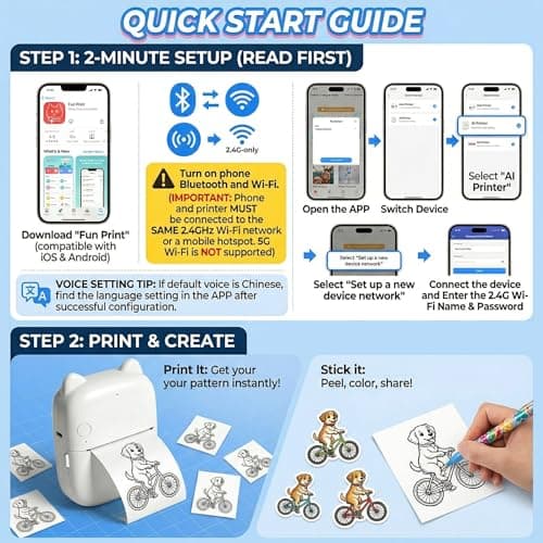 AI Voice Thermal Sticker Printer for Kids, Portable Inkless Mini Sticker Maker Machine, Pocket Photo Printer for DIY Journaling, Study Notes, Coloring Pages & Gifts - Thumbnail 3
