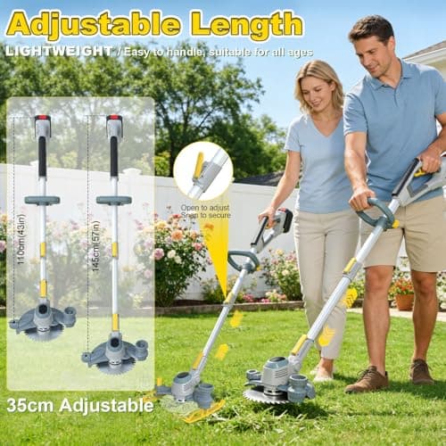 6000mAh Electric Weed Wacker Cordless, 21V Battery Powered Weed Eater with 3 Types Blades, 2 in 1 Brush Cutter/Edger Tool, for Lawn, Yard and Bush Trimming, 2 Battery - Thumbnail 4