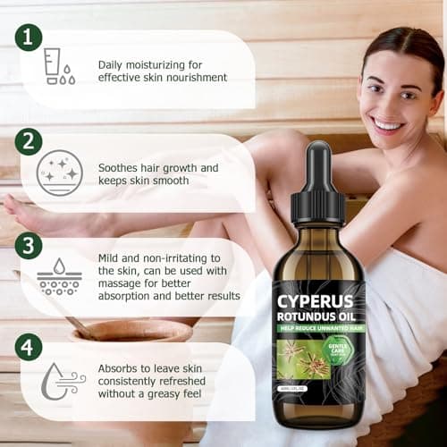 Nodfens Cyperus Rotundus Oil For Hair Removal, 2Pcs 60ML Natural Cyperus Oil For Reducing Body Hair Growth, Moisturizing & Soothing body oil Ideal for All Skin Types - Thumbnail 3