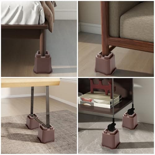 MCXYEM Adjustable Bed Furniture Risers Elevation in Heights Heavy Duty Risers for Both Posts and Wheels of Furniture Sofa Bed Couch Table (Brown 8 Pack, 5 Inch) - Thumbnail 5