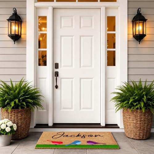 Fincekoom Personalized Natural Coco Coir Door Mat with Heavy Duty Backing Custom Non-Slip Front Door Welcome Mats for Outside Entrance or Porch Entry Housewarming Gift for Home Decor - Thumbnail 6