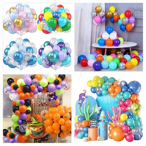 KAIQIZON 228 pcs Balloon Arch Kit with Glue Got Ribbon Stand Strip, Assorted Rainbow Latex Metallic Clear Confetti Long Animal Rocket Balloon for Birthday Graduation Party Wedding Decorations - Thumbnail 3