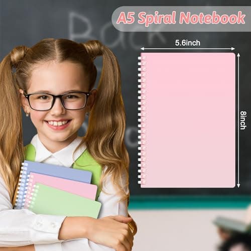 Niodel 9 Pcs Spiral Notebooks, 3 Gradient Colors (Pink/Green/Blue), A5 7mm College Ruled 120 Pages Journals for School Work Travel, Durable PP Cover with Soft Silicone Coil & Rounded Edges - Thumbnail 6