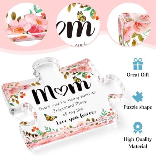 Mothers Day Gifts for Mom - Meaningful Acrylic Puzzle Piece Decor - Heartwarming Mom Birthday Gifts from Daughter Son, Mothers Day Gifts, Thoughtful Keepsake Plaque for Home Office Desk, 3.9 x 3.3 Inch - Thumbnail 2