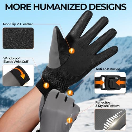 rivmount Winter Gloves 3M Warm Cold Weather Ski Snow for Men Women, Thermal Waterproof Touchscreen Windproof, Suitable for Running, Driving, Cycling, Hiking, Outdoor Sports, Daily Work - Thumbnail 5