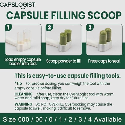 CAPSLogist Capsule Filling Scoop, 2 pcs Spoon for Powders, Filler for Size 1 Capsule, Suitable for Medication, Supplements, Turmeric Powder - Thumbnail 3